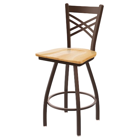 Holland Bar Stool Co 36" Swivel Bar Stool, Bronze Finish, Nat Oak Seat 82036BZNatOak